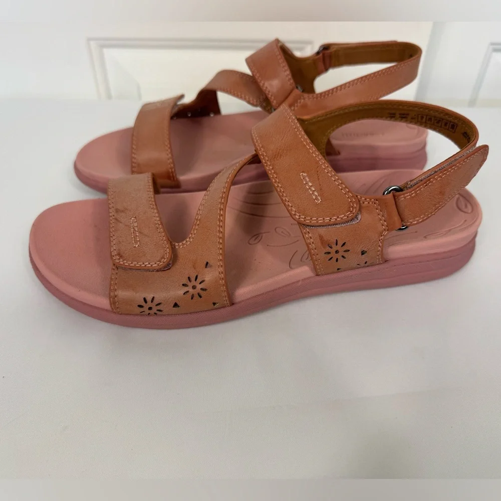 Cobb Hill Tala Asym Sandals Womens 9‎ M Coral Pink Leather Strappy